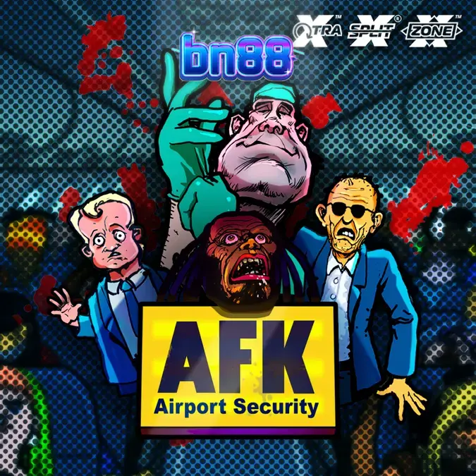 AFK Airport Security স্লটের কার্টুনধর্মী এবং বিশৃঙ্খল বিমানবন্দরের থিমযুক্ত ভিজ্যুয়াল স্টাইল